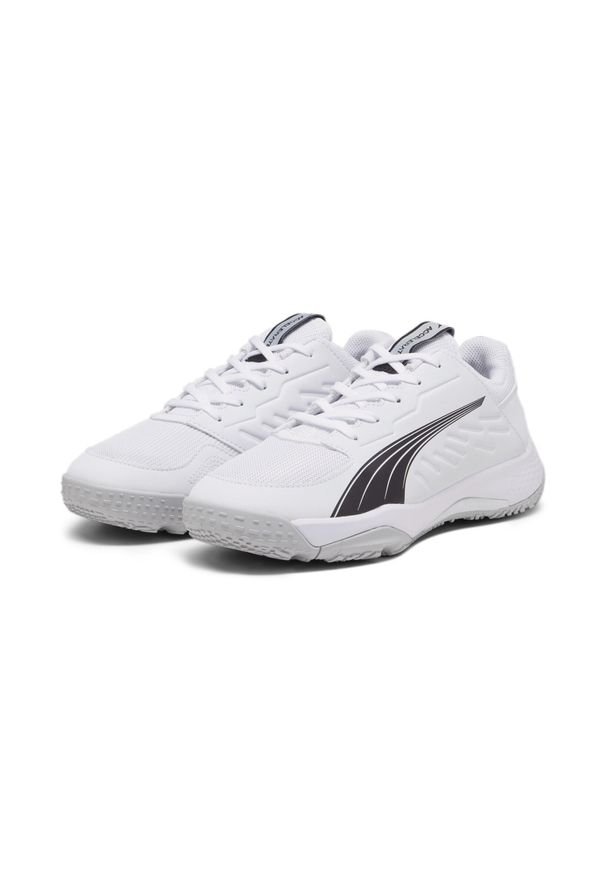 Puma - Dziecięce buty do piłki ręcznej Accelerate PUMA White Black Concrete Gray. Kolor: wielokolorowy, szary, czarny, biały. Sport: siatkówka