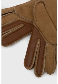 Ugg - UGG Rękawiczki zamszowe damskie kolor brązowy. Kolor: brązowy. Materiał: zamsz