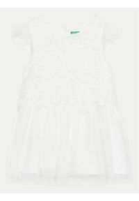 United Colors of Benetton - United Colors Of Benetton Sukienka codzienna 40WMGV01R Biały Regular Fit. Okazja: na co dzień. Kolor: biały. Materiał: syntetyk. Typ sukienki: proste. Styl: casual