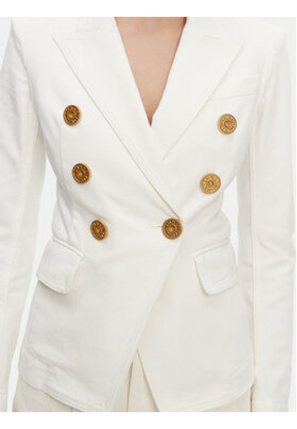 Balmain Marynarka DF1SG170DB69 Biały Slim Fit. Kolor: biały. Materiał: bawełna