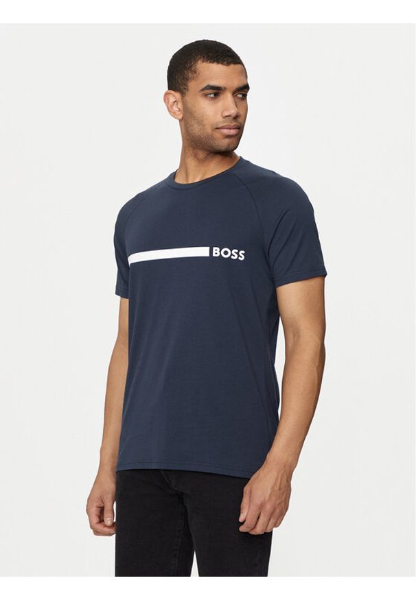 BOSS - Boss T-Shirt 50517970 Granatowy Slim Fit. Kolor: niebieski. Materiał: bawełna