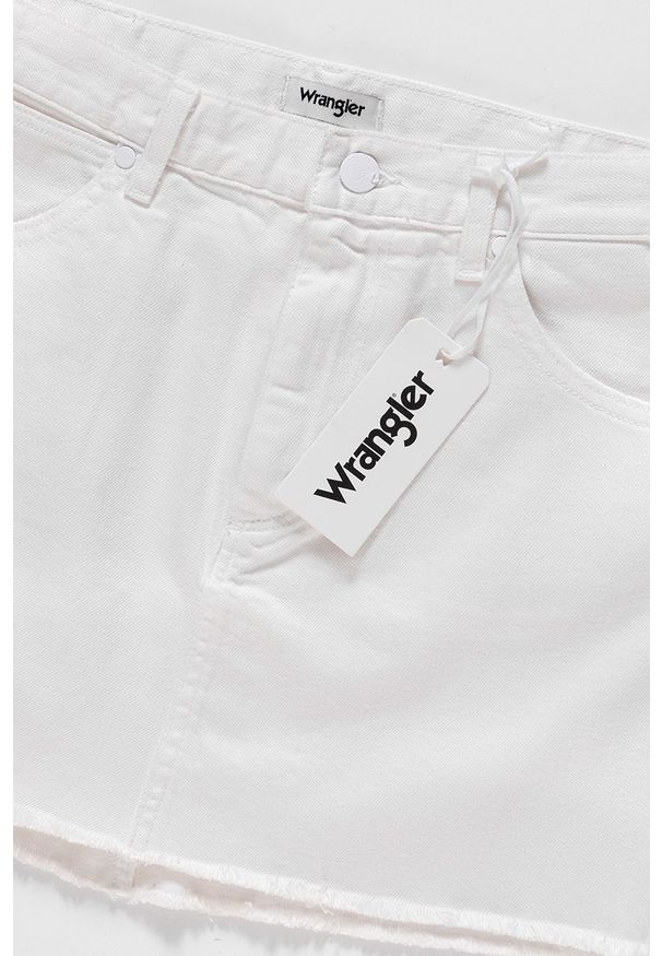 Wrangler - SPÓDNICA JEANSOWA WRANGLER RETRO SKIRT WHITE DAMAGED W241DM12Q 112127919. Materiał: jeans. Styl: retro