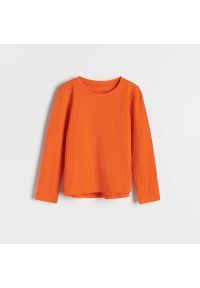 Reserved - Koszulka w prążki - Pomarańczowy. Kolor: pomarańczowy. Wzór: prążki