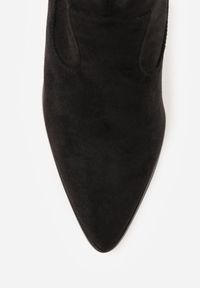 Born2be - Czarne Botki Vices Kowbojki na Słupku Vertiona. Okazja: na co dzień. Kolor: czarny. Materiał: jeans. Sezon: jesień, zima. Obcas: na słupku. Styl: casual. Wysokość obcasa: średni #8