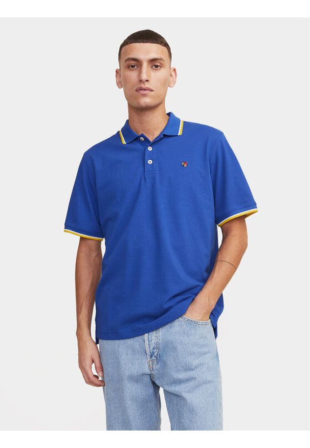 Jack & Jones Polo Bluwin 12169064 Niebieski Regular Fit. Typ kołnierza: polo. Kolor: niebieski. Materiał: bawełna