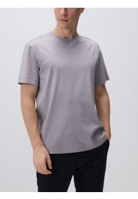 Reserved - T-shirt regular z merceryzowanej bawełny - jasnoszary. Kolor: szary. Materiał: bawełna #1