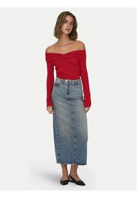 only - ONLY Bluzka Fayola 15339435 Czerwony Slim Fit. Kolor: czerwony. Materiał: wiskoza #6
