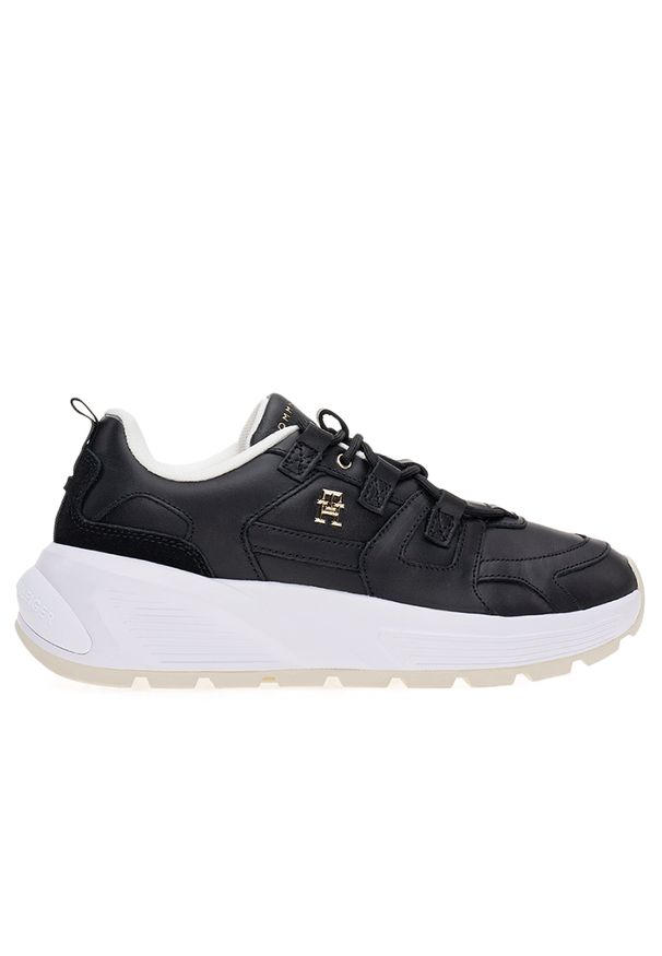 TOMMY HILFIGER - Buty Tommy Hilfiger Premium Runner FW0FW07340-BDS - czarne. Zapięcie: sznurówki. Kolor: czarny. Materiał: skóra, guma. Szerokość cholewki: normalna. Wzór: aplikacja