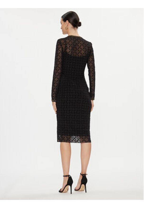 Nissa Sukienka koktajlowa RS14530 Czarny Slim Fit. Kolor: czarny. Materiał: syntetyk. Styl: wizytowy