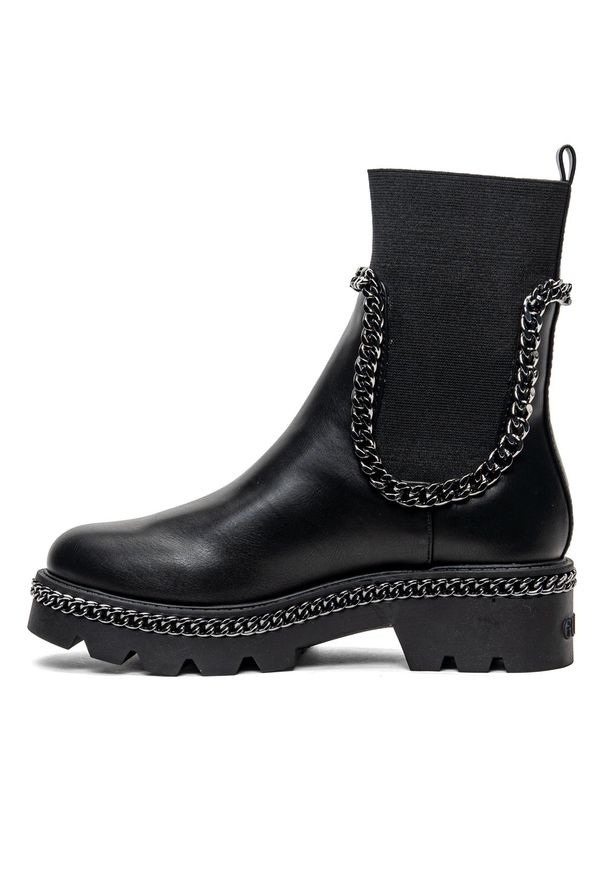 Botki damskie Guess Varda (FL8VRDELE10-BLACK). Kolor: czarny. Materiał: skóra, materiał. Szerokość cholewki: normalna. Sezon: zima, jesień
