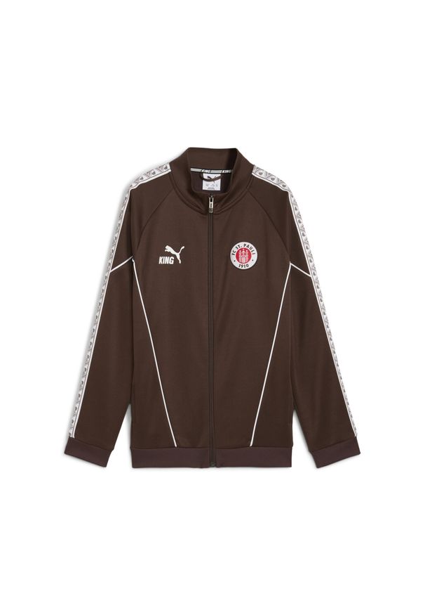 Puma - Młodzieżowa kurtka FC St. Pauli KING Anthem PUMA Espresso Brown White. Kolor: brązowy, biały, wielokolorowy. Sport: bieganie