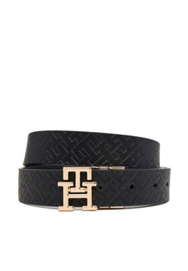 TOMMY HILFIGER - Tommy Hilfiger Pasek Damski Th Modern 3.0 Rev Mono AW0AW18019 Czarny. Kolor: czarny. Materiał: skóra