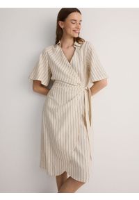 Reserved - Sukienka z wiskozą i lnem - wielobarwny. Materiał: len, wiskoza. Typ sukienki: kopertowe #1