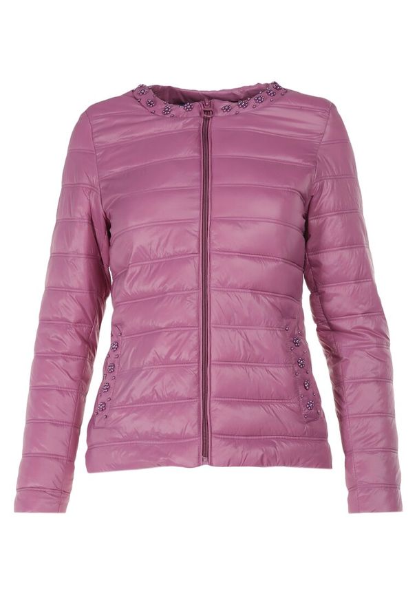 Born2be - Fioletowa Kurtka Theliphelia. Typ kołnierza: bez kaptura. Kolor: fioletowy. Materiał: tkanina. Styl: sportowy
