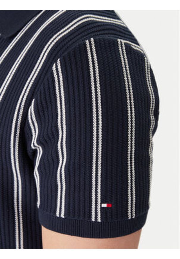TOMMY HILFIGER - Tommy Hilfiger Polo Vertical MW0MW41949 Granatowy Regular Fit. Typ kołnierza: polo. Kolor: niebieski. Materiał: bawełna