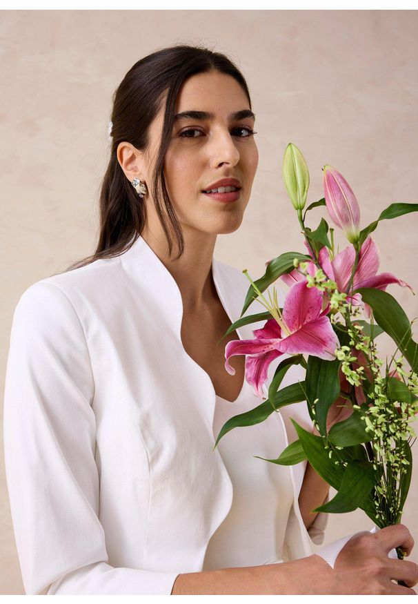 bonprix - Bolerko z delikatnej bawełny. Kolor: biały. Materiał: bawełna. Styl: elegancki