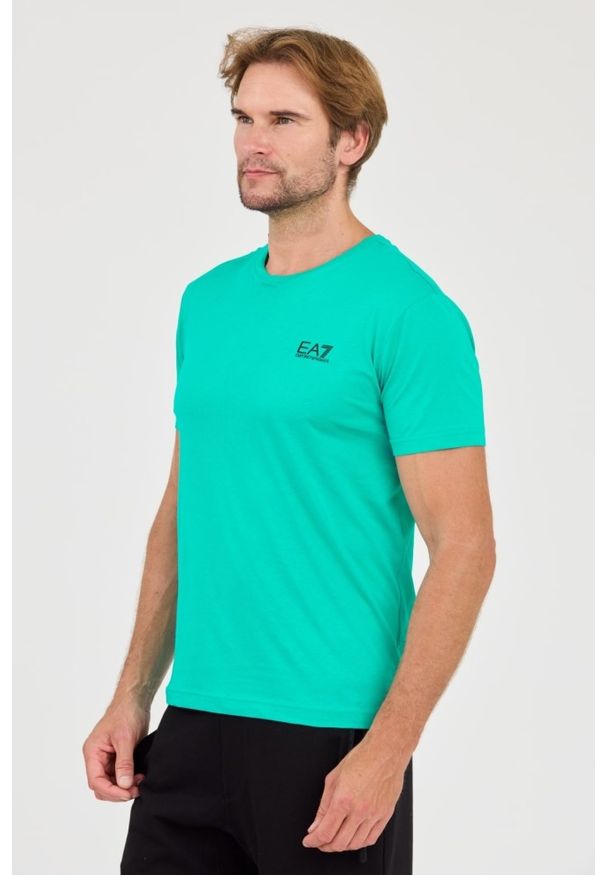 EA7 Emporio Armani - EA7 Zielony męski t-shirt bawełniany, Rozmiar L. Kolor: zielony. Materiał: bawełna