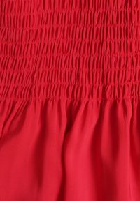 Born2be - Czerwona Bawełniana Sukienka z Elastyczną Górą i Wiązanymi Ramiączkami Tolimea. Okazja: na co dzień. Kolor: czerwony. Materiał: bawełna. Długość rękawa: na ramiączkach. Styl: casual, klasyczny, elegancki #4