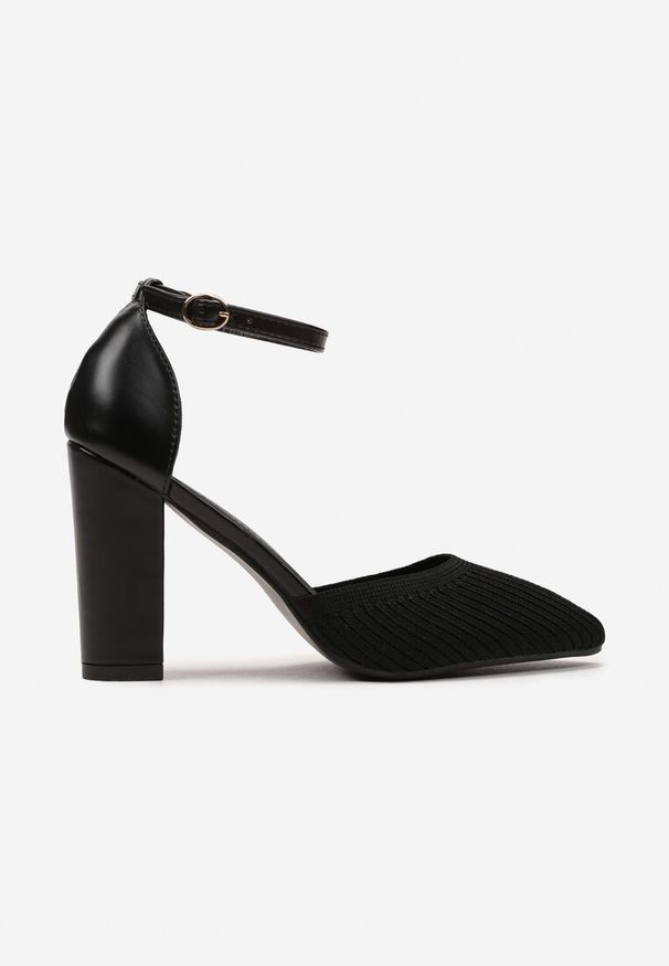 Born2be - Czarne Czółenka z Zapięciem wokół Kostki na Słupku Acanna. Okazja: na spotkanie biznesowe, do pracy. Kolor: czarny. Obcas: na słupku. Styl: elegancki, biznesowy