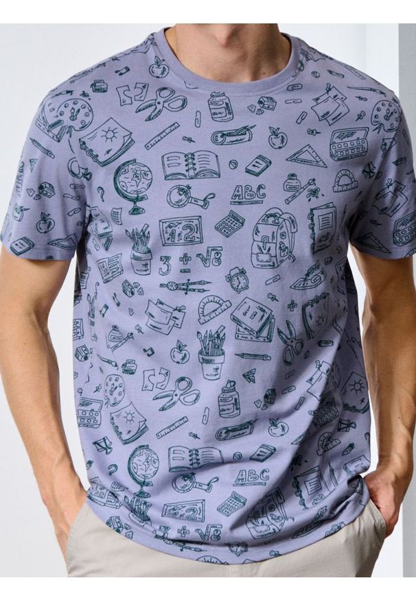 Sinsay - Koszulka we wzory - fioletowy. Kolor: fioletowy