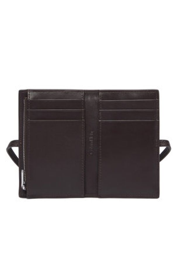 Calvin Klein Portfel Emblem Hw Pebble Wallet On Strap LV04F1130G Brązowy. Kolor: brązowy. Materiał: skóra