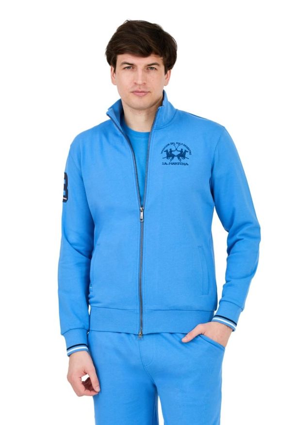 La Martina - LA MARTINA Błękitna męska rozpinana bluza, Rozmiar XL. Kolor: niebieski