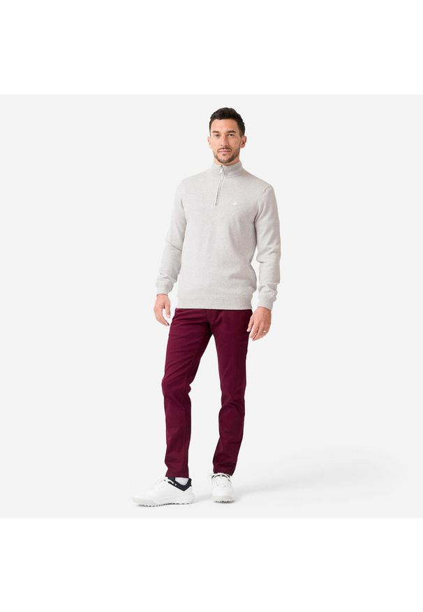 INESIS - Sweter do golfa męski wiatroszczelny MW500 z wysokim kołnierzem. Typ kołnierza: golf. Kolor: szary. Materiał: poliester, bawełna, materiał. Sport: golf