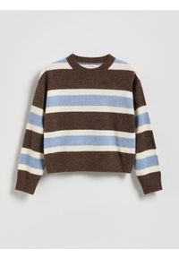 Reserved - Sweter w paski z domieszką wełny - wielobarwny. Materiał: wełna. Wzór: paski