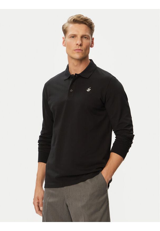 Beverly Hills Polo Club Polo P-SS26M-P424125 Czarny Regular Fit. Typ kołnierza: polo. Kolor: czarny. Materiał: bawełna