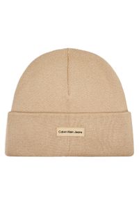 Calvin Klein Jeans Czapka Inst Patch Beanie K50K512142 Beżowy. Kolor: beżowy. Materiał: materiał