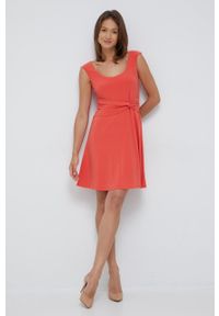 Lauren Ralph Lauren sukienka 250861682002 kolor pomarańczowy mini rozkloszowana. Kolor: pomarańczowy. Materiał: dzianina. Wzór: gładki. Typ sukienki: rozkloszowane. Długość: mini #4