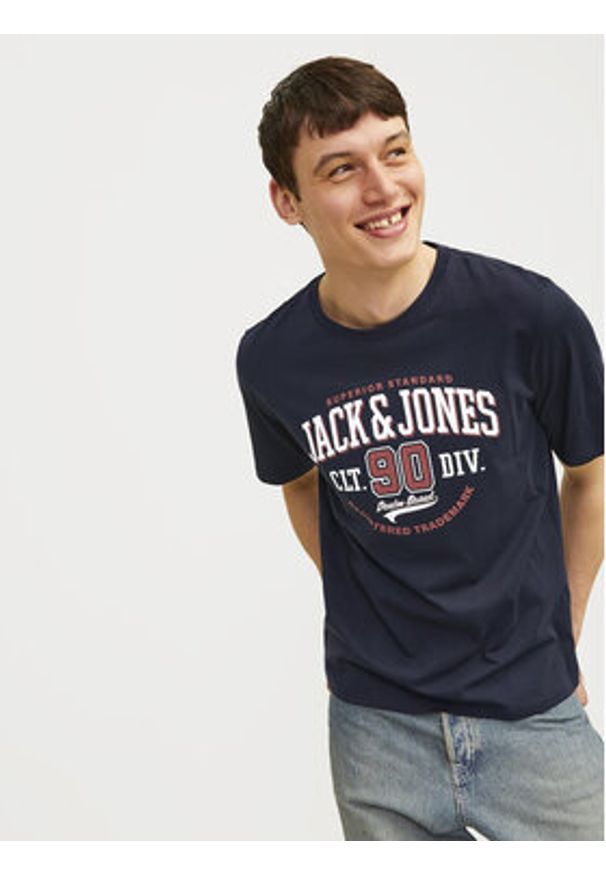Jack & Jones - Jack&Jones T-Shirt Logo 12254862 Granatowy Standard Fit. Kolor: niebieski. Materiał: bawełna