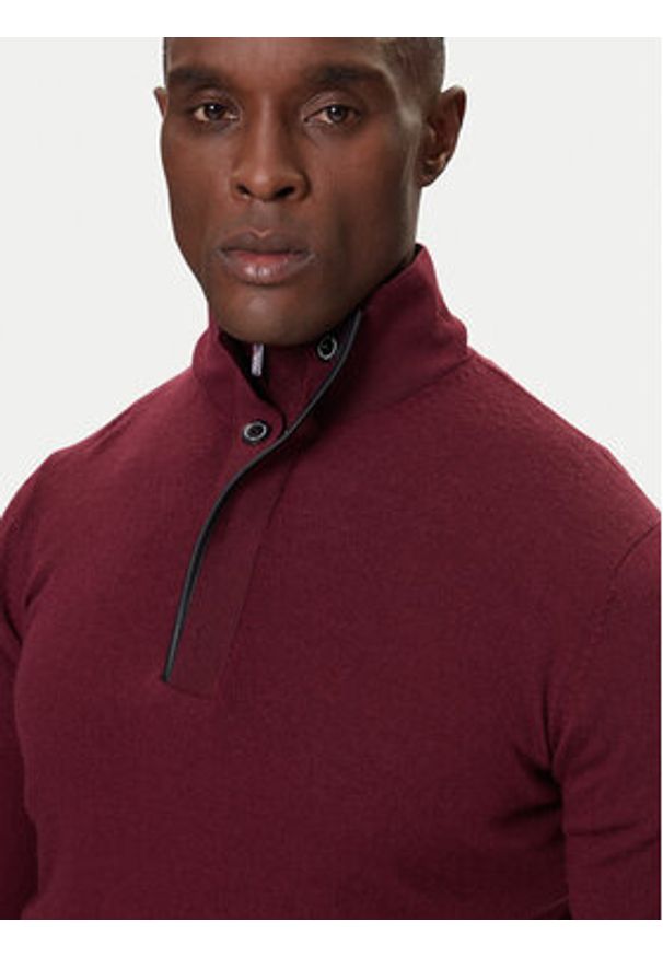 Karl Lagerfeld - KARL LAGERFELD Sweter 655005 554399 Bordowy Slim Fit. Typ kołnierza: dekolt w karo. Kolor: czerwony. Materiał: wełna