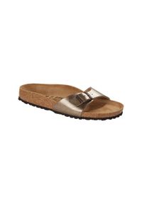 Klapki damskie Birkenstock Madrid Big Buckle. Zapięcie: bez zapięcia. Kolor: brązowy. Materiał: materiał, syntetyk. Szerokość cholewki: normalna. Sport: turystyka piesza