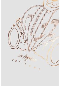 Guess - GUESS Beżowy t-shirt damski Bear Boxy, Rozmiar S. Kolor: beżowy