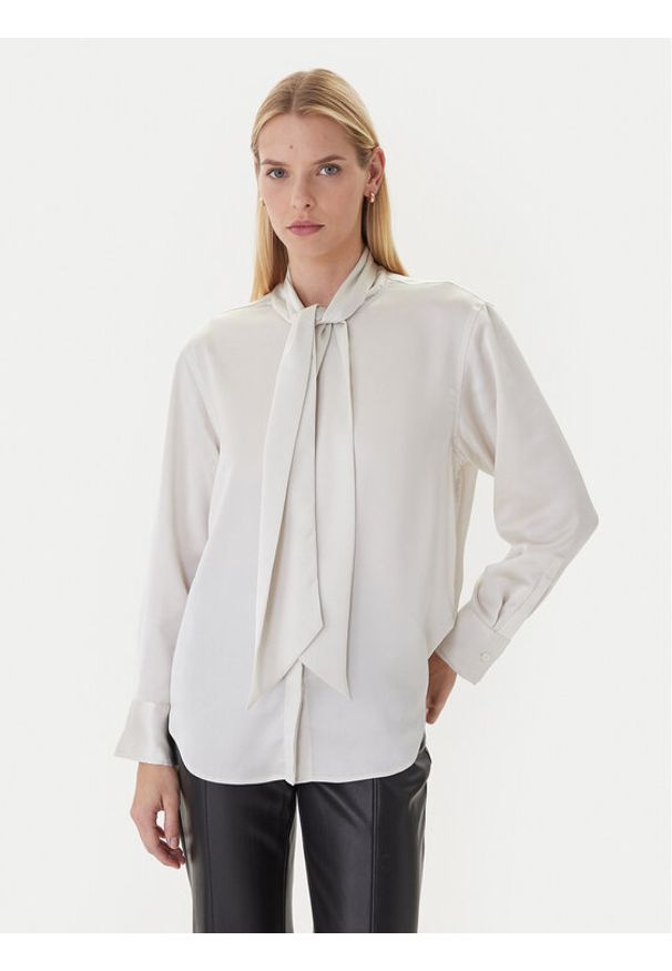 Calvin Klein Bluzka LV044D125G Beżowy Regular Fit. Kolor: beżowy. Materiał: syntetyk