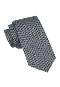 Wełniany Krawat - Alties - Popielato-Niebieska Kratka. Kolor: wielokolorowy, szary, niebieski. Materiał: wełna, bawełna. Wzór: kratka