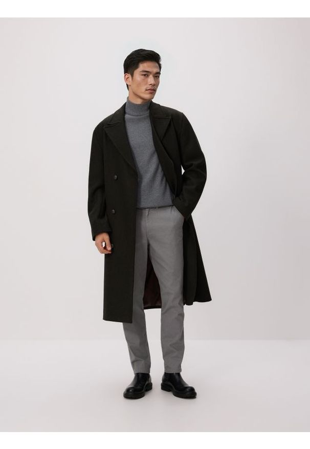 Reserved - Bawełniane spodnie chino slim - jasnoszary. Kolor: szary. Materiał: bawełna