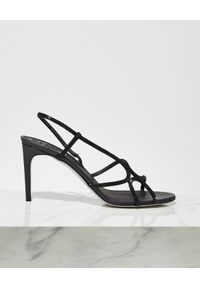 RENE CAOVILLA - Czarne sandały na szpilce Arielle. Zapięcie: pasek. Kolor: czarny. Wzór: paski. Obcas: na szpilce. Wysokość obcasa: średni #3
