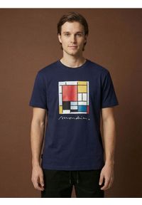 Sinsay - Bawełniana koszulka z nadrukiem - granatowy. Kolor: niebieski. Materiał: bawełna. Wzór: nadruk