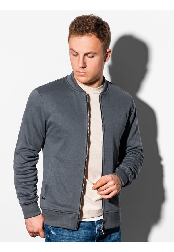 Szara bluza Ombre Clothing bez kaptura, sportowa