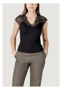 Morgan De Toi Podkoszulek 251-DELI Czarny Casual Fit. Okazja: na co dzień. Kolor: czarny. Styl: casual