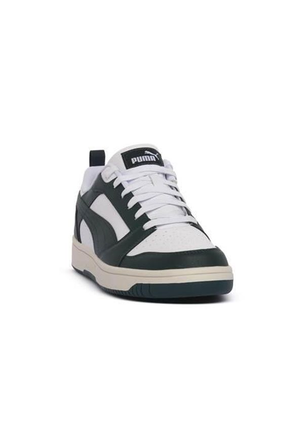Buty do chodzenia męskie Puma 43 Rebound V6 Low. Kolor: zielony, wielokolorowy. Materiał: skóra. Szerokość cholewki: normalna. Sport: turystyka piesza