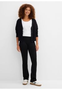 bonprix - Legginsy z poszerzanymi nogawkami. Kolor: czarny. Materiał: bawełna #2