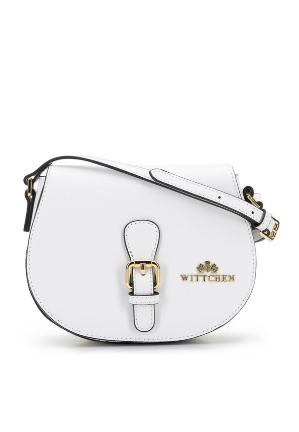 Wittchen - Damska listonoszka skórzana z ozdobną klamerką. Kolor: biały. Wzór: haft, aplikacja, gładki. Dodatki: z haftem. Materiał: skórzane. Styl: elegancki. Rodzaj torebki: na ramię