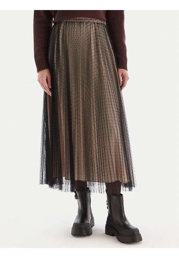 TwinSet - TWINSET Spódnica midi 252TT2023 Czarny Regular Fit. Kolor: czarny. Materiał: syntetyk
