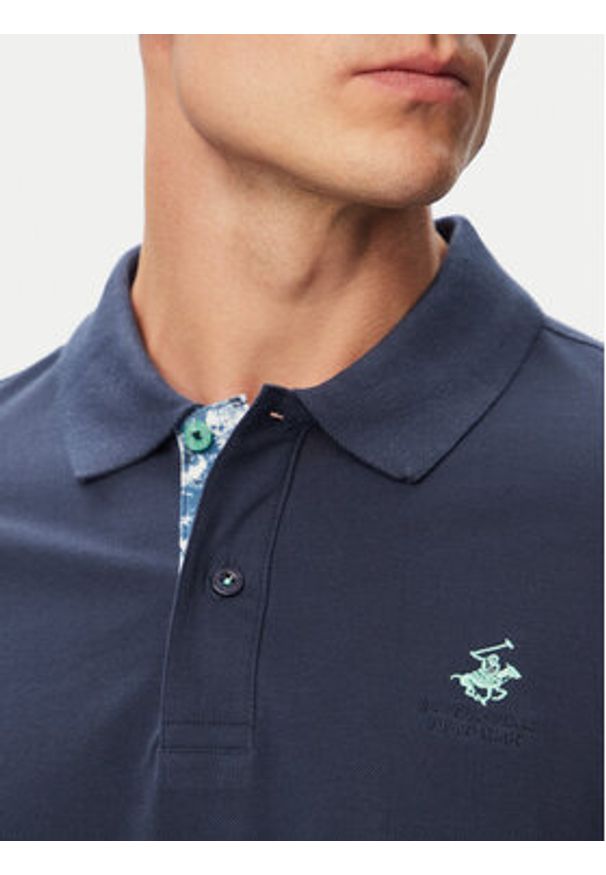 Beverly Hills Polo Club Polo P-SS26M-P450106BLU Granatowy Regular Fit. Typ kołnierza: polo. Kolor: niebieski. Materiał: bawełna