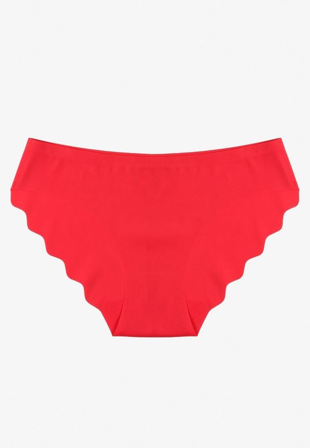 Born2be - Czerwone Bezszwowe Majtki Typu Figi Dolinella. Kolor: czerwony. Materiał: jeans
