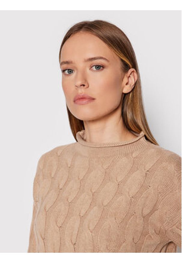 United Colors of Benetton - United Colors Of Benetton Sweter 1335D2467 Brązowy Regular Fit. Kolor: brązowy. Materiał: wiskoza