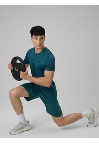 4f - 4F Koszulka treningowa regular szybkoschnąca męska - zielona S. Kolor: zielony. Materiał: skóra. Sport: fitness #1